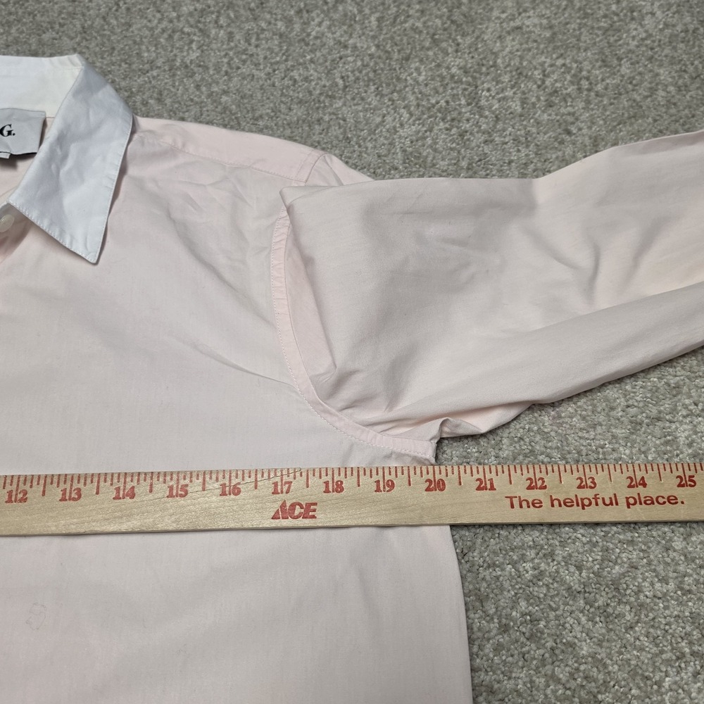 Goop G. Label Essential Button Down Shirt Women 8 Pink White Collar Cotton Italy - Picture 10 of 11